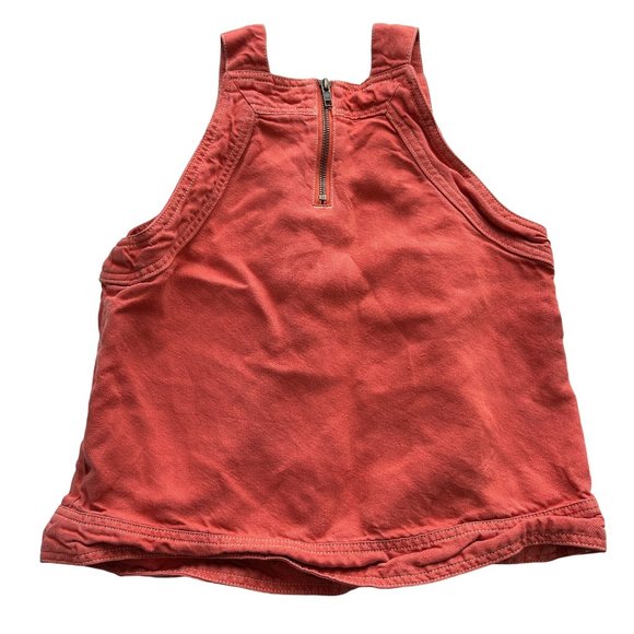 Maeve Anthropologie Blouse Women 4 Orange Tank Linen Denim Fitted Tie - Picture 2 of 10